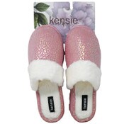 Wholesale - S-XL WOMEN PINK KNIT SLIPPER W/HOLO LEOPARD PRINT KENSIE C/P 18